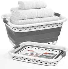 Image of Large 58L Collapsible Laundry Basket with Handles Pop up Plastic Washing Basket