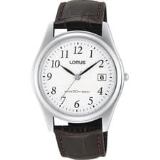 Image of Lorus Watch Mens RS965BX9 Easy Reader Dial Brown Leather Strap