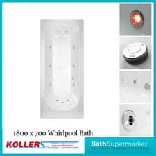 Image of 1800mm x 700mm Round Single Ended Bath - whirlpool Jet System -light Option