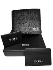 Image of HUGO BOSS Men’s Leather Bifold Wallet | Coin Pocket | Black Gift Box