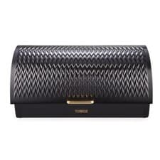 Image of Tower T826090BLK Empire Roll Top Bread Bin, Stainless Steel, Black and Brass
