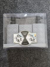 Image of Grey Lattice Bathroom Accessory Set - 4 Piece (New In Box)