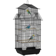 Image of PawHut Metal Bird Cage with Plastic Swing, Perch, Food Container, Tray, Handle,