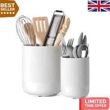 Image of Chic Ceramic Utensil Holder Set of 2 - Modern Kitchen Organizer for Utensils