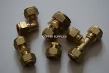 Image of 4,6, 8, 10, 12, 15mm Brass Compression Fittings copper pipe/tube