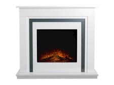 Image of Adam Brentwood Electric Fireplace Suite in Pure White & Grey, 43 Inch