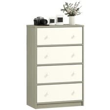 Image of HOMCOM Chest of Drawers, 4 Drawer Dresser for Bedroom, White and Grey