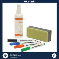 Image of Complete Whiteboard Drywipe Starter Kit 100ml Cleaner 4 Markers Eraser