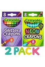 Image of Crayola Crayons Multi-Pack Glitter 8 Pack & Neon 8 Count - Bright, Vibrant Color