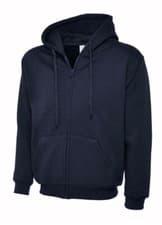Image of Authentic Full Zip Hooded Heavyweight Sweatshirt Casual Hoodie Top Navy XL