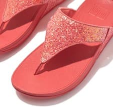 Image of Fitflop Women's Lulu Glitter Rosy Coral Toe Post Sandals