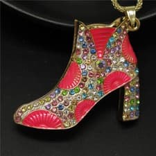 Image of Hot Fashion Lady Pink Bling Women's High Heels Crystal Pendant Women Necklace