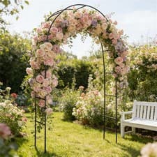 Image of Heavy Duty Metal Garden Arch Arbour for Roses Amalfi with Ground Spikes