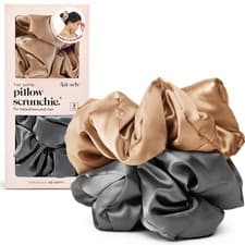Image of Kitsch Satin Scrunchies for Women - No 2 count (Pack of 1), Charcoal and Gold