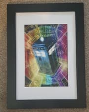 Image of Doctor Who Tardis In Space Retro Framed Poster A4 In A3 Frame Brand New