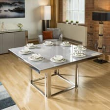 Image of Quatropi 8 Seater Modern Square Glass Dining Table 150cm Grey