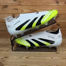 Image of Adidas Football Boots Mens Size UK 10.5 Predator Elite Laceless SG White Volt