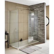 Image of Nuie 1200mm Wetroom Shower Screen with Chrome Support Bar - WRSC12