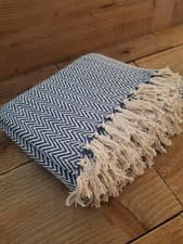 Image of 100% Cotton Throw Soft Stylish Sofa Bed Blanket Lightweight Home Decor UK