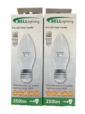 Image of 2 Pack Of Bell 4W=25W LED Light Candle Bulbs ES E27 Screw Dimmable Warm White