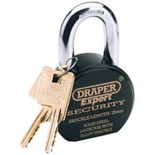 Image of Draper Expert 63mm Heavy Duty Stainless Steel Padlock 2 Keys Shackle Length 25mm