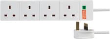 Image of PRO ELEC PL09211 4 Gang Surge Protected Extension Lead White, 8M