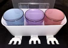Image of Toothbrush holder with 3 coloured tumblers, Incl. Wall Secure Adhesive Mounting