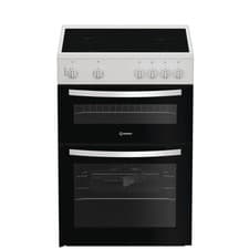 Image of Indesit 60cm Double Oven Electric Cooker - White IDE6VMW