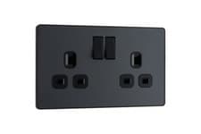 Image of BG Evolve Double Switched Power Socket 13A 2 Gang Matt Grey - PCDMG22B