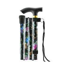 Image of Walking Stick with floral Adjustable Lightweight Aluminium Folding Walking Stick