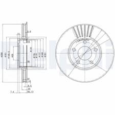 Image of BRAKE DISC DELPHI BG2745 FRONT AXLE FOR AUDI,SEAT,SKODA,VW,VW (SVW)