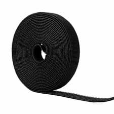 Image of Reusable 20mm Cable Ties Black Double Sided Straps Hook and Loop Strapping