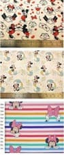 Image of Disney Mickey and Minnie 100% cotton fabric FAT QUARTER / BY METRE