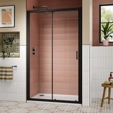Image of Lucie Matt Black Sliding Shower Door 1200mm Wide - 8mm Glass