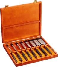 Image of Bahco Chisel Set Bevel Edge Wood 8pc Chisels In Wooden Box 424P-S8-EUR