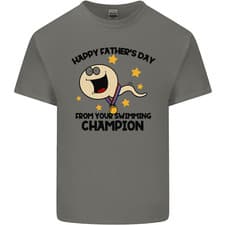 Image of Swimming Champion Funny Fathers Day Dad Mens Cotton T-Shirt Tee Top