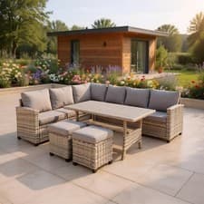Image of Garden Gear St Lucia 8 Seater Rattan Sofa Dining Set Patio Outdoor Furniture Set