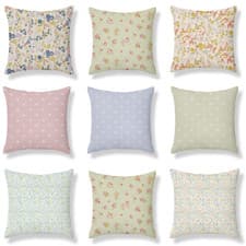 Image of Sage Green Pink Floral Spot Clarke & Clarke Vintage Shabby Chic Cushion Cover
