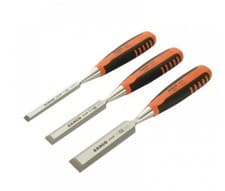 Image of Bahco 424P-S3-EUR 3 Piece Bevel Edge Split Proof Wood Chisel Set 12, 18 & 25mm
