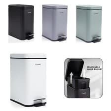 Image of 5L BATHROOM SLIM KITCHEN PEDAL RECTANGULAR BIN WASTE WITH SOFT CLOSING LID
