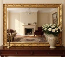Image of LARGE Antique Gold French Framed Decorative Rococo Ornate Wall Mirror OPERA