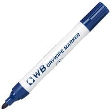 Image of WB Drywipe Pen Markers Dry Slim Line Bold Bullet Tip - Blue (Pack of 10)