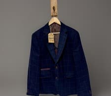 Image of Gibson Vintage London Men's Premium Wool Tweed Navy Sports Blazer Jacket 44" R