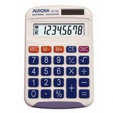 Image of Aurora Pocket Handheld Calculator 8 Digit Display & Dual Power (HC133)
