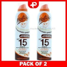 Image of Malibu SPF 15 Lotion Aerosol Medium Protection UVA/UVB Continuous Spray 2 Packs