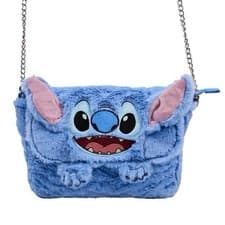 Image of Bioworld Disney Stitch Crossbody Bag Womens Small Blue Plush Faux Fur Chain Lilo