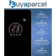 Image of Baridi DH135 , Electric Glass Panel Heater, 1000W, Wi-Fi Enabled, Black - DH135