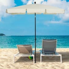 Image of Aluminium Sun Umbrella Parasol Patio Garden Rectangular Tilt 2M x 1.25M