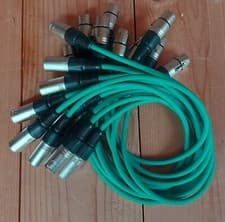 Image of 10 x XLR - Patch Cables 0.5 Metre Green. Good Quality Cable & Connectors