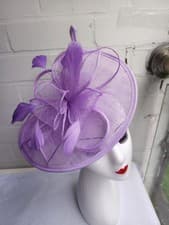 Image of Asymmetric Sinamay Disc Fascinator with Feathers
